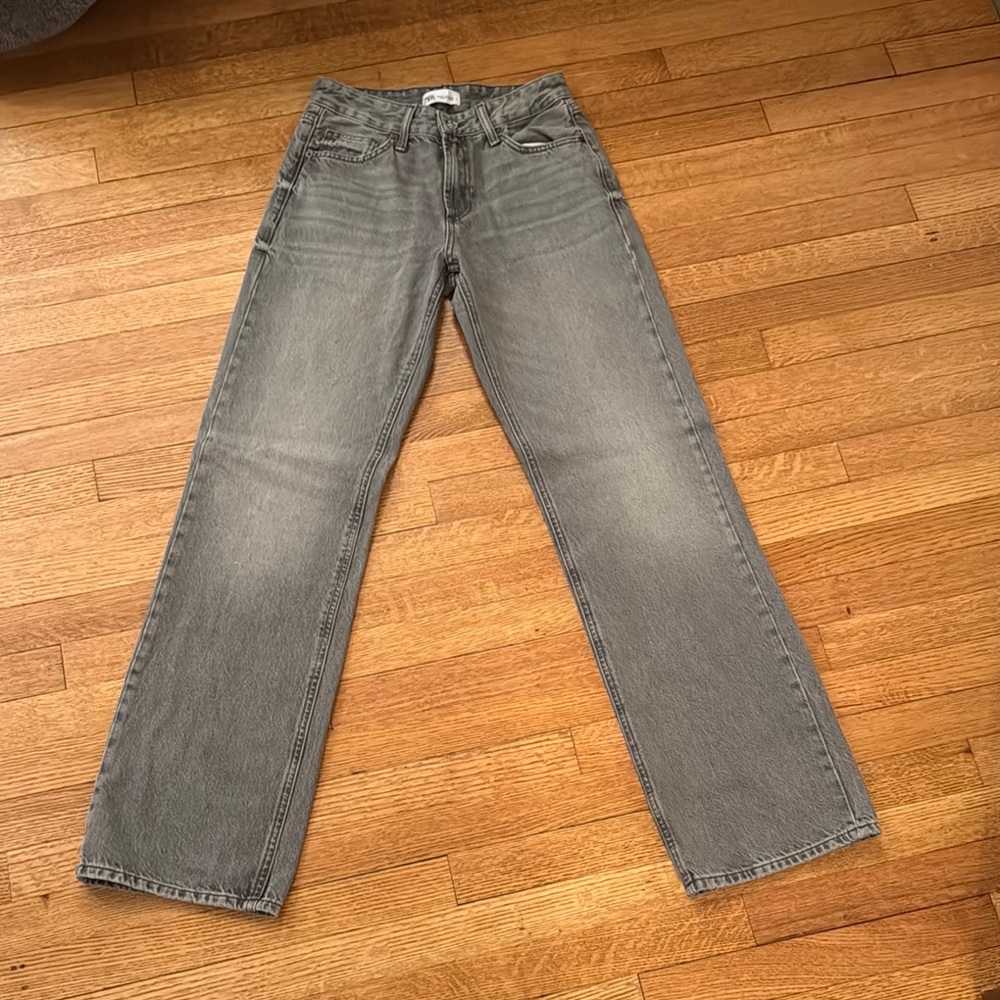 ZARA Gray high waisted wide leg jeans